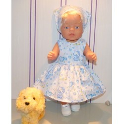 jurk hello kitty blauw hartjes baby born 43cm
