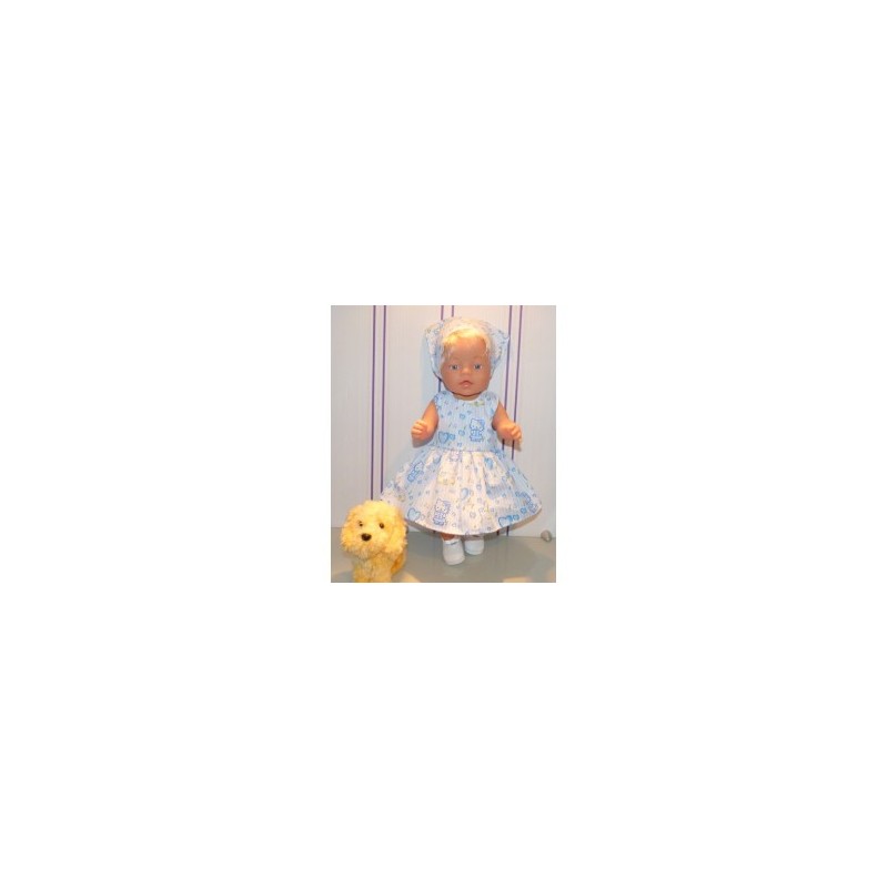 jurk hello kitty blauw hartjes baby born 43cm