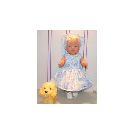 jurk hello kitty blauw hartjes baby born 43cm