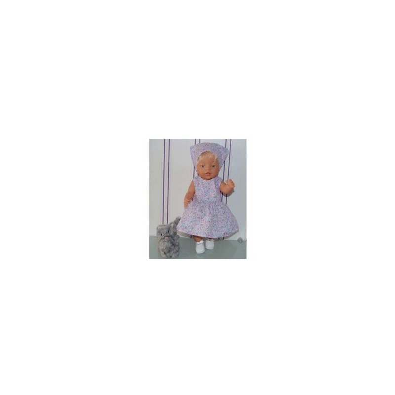 jurk lila gebloemd baby born 43cm