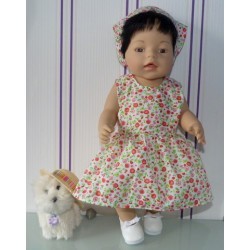 jurk licht rood gebloemd baby born 43cm