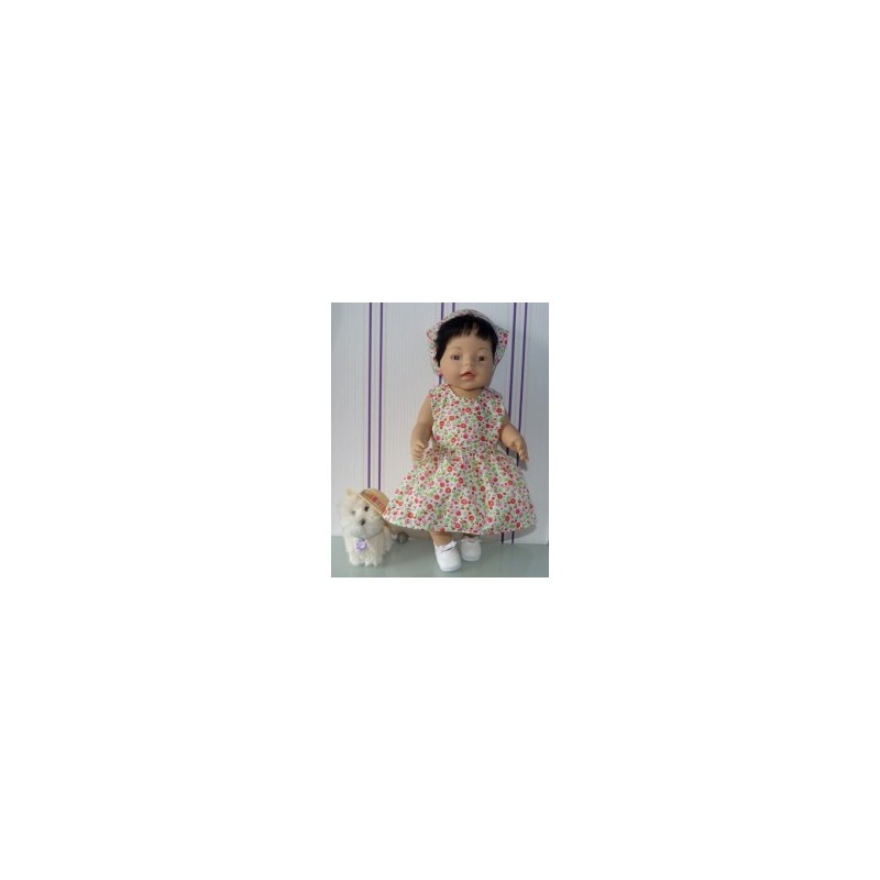 jurk licht rood gebloemd baby born 43cm