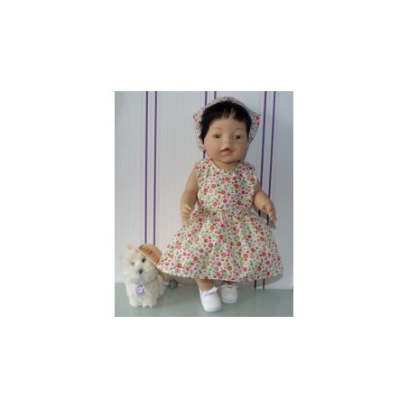 jurk licht rood gebloemd baby born 43cm