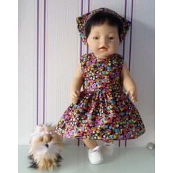 jurk zwart met hartjes baby born 43cm