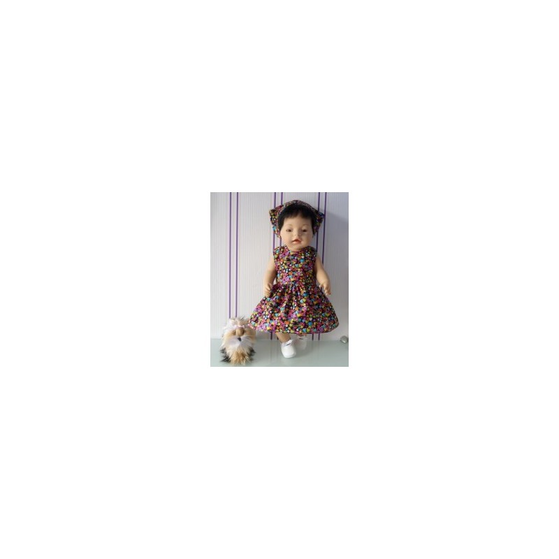 jurk zwart met hartjes baby born 43cm