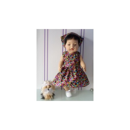 jurk zwart met hartjes baby born 43cm