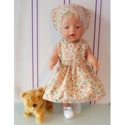 jurk oranje gebloemd baby born 43cm