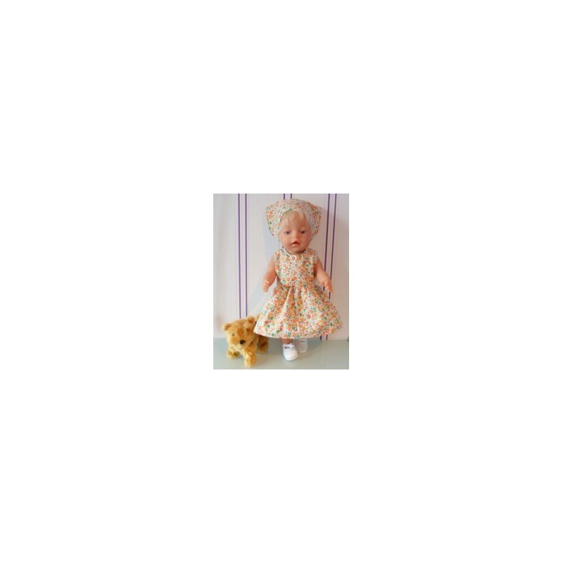 jurk oranje gebloemd baby born 43cm