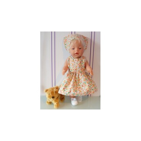jurk oranje gebloemd baby born 43cm
