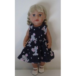 jurk donker blauw olifanten baby born 43cm
