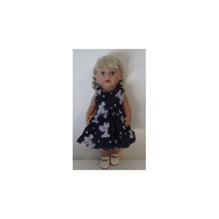 jurk donker blauw olifanten baby born 43cm