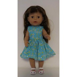 jurk blauw met gele bloemen baby born 43cm