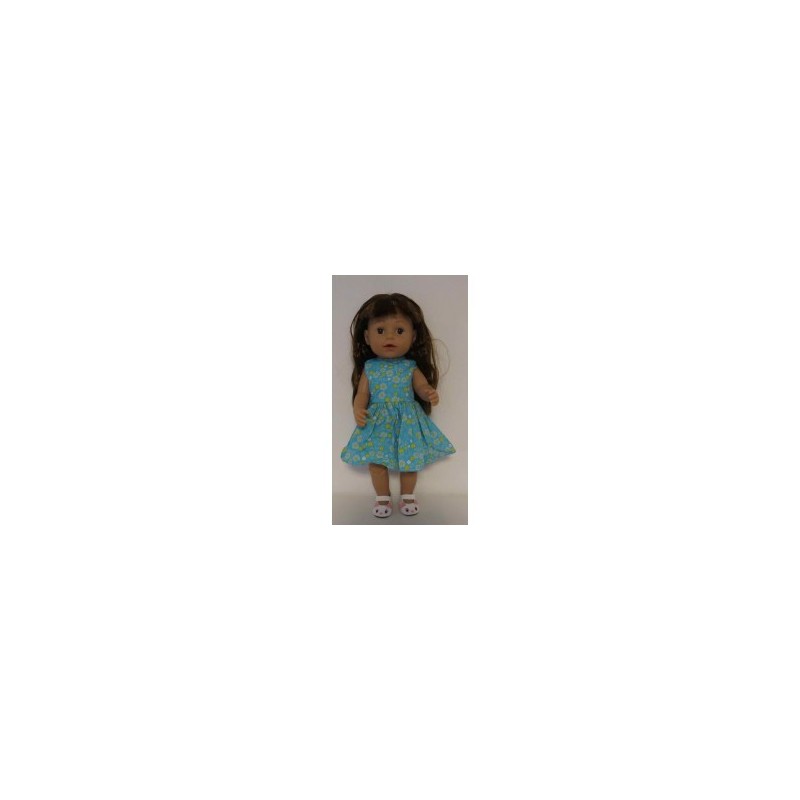 jurk blauw met gele bloemen baby born 43cm
