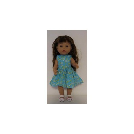 jurk blauw met gele bloemen baby born 43cm