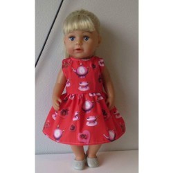 jurk rood met kop en schotel baby born 43cm