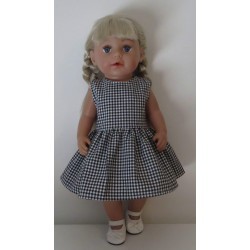 jurk zwart geruit baby born 43cm