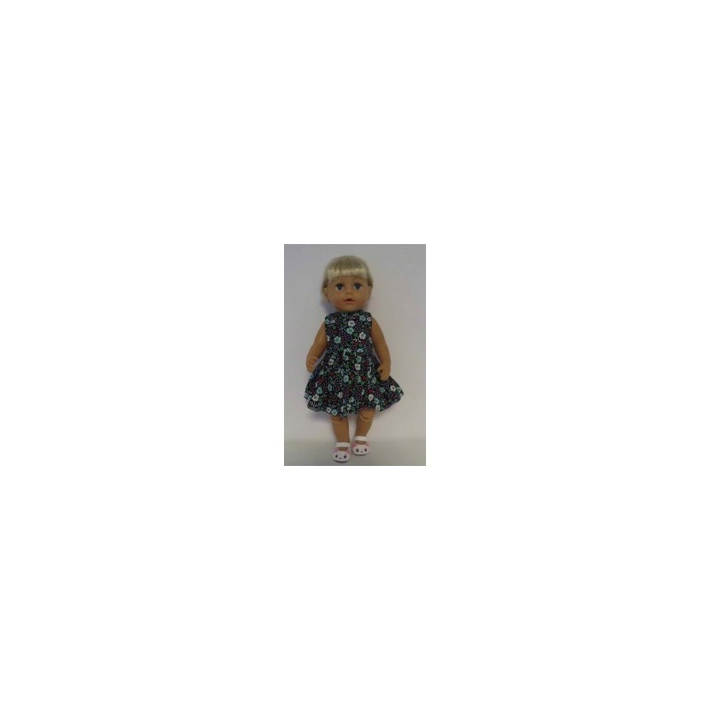 jurk donker blauw bloemen baby born 43cm