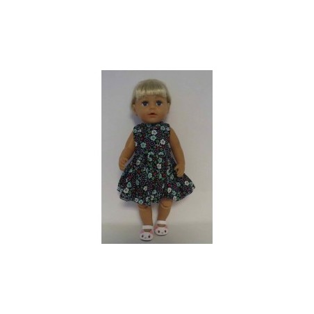 jurk donker blauw bloemen baby born 43cm