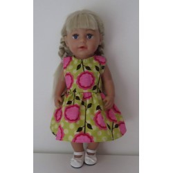 jurk groen met bloemen groot baby born 43cm