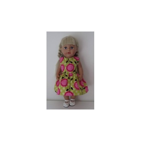 jurk groen met bloemen groot baby born 43cm