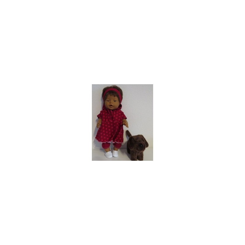 capuchonjurk setje rood  sterren baby born 43cm