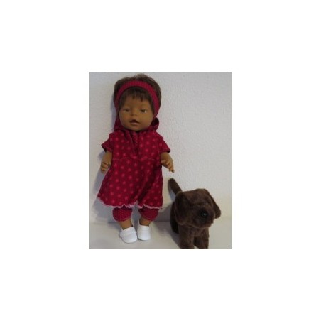 capuchonjurk setje rood  sterren baby born 43cm
