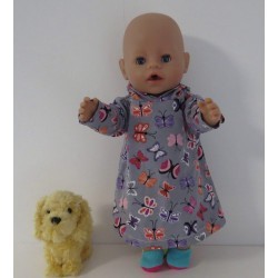 hoodiejurk grijs vlinders baby born 43cm