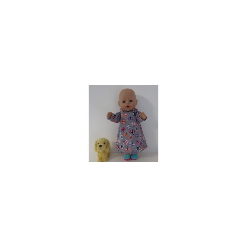 hoodiejurk grijs vlinders baby born 43cm