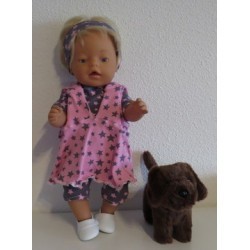 capuchonjurk setje grijs met roze baby born 43cm