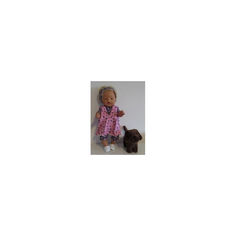 capuchonjurk setje grijs met roze baby born 43cm