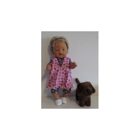 capuchonjurk setje grijs met roze baby born 43cm