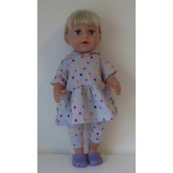 capuchonjurk setje grijs stippen baby born 43cm