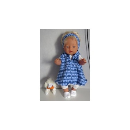 capuchonjurk setje blauw hartjes baby born 43cm