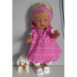 capuchonjurk setje roze hartjes  baby born 43cm