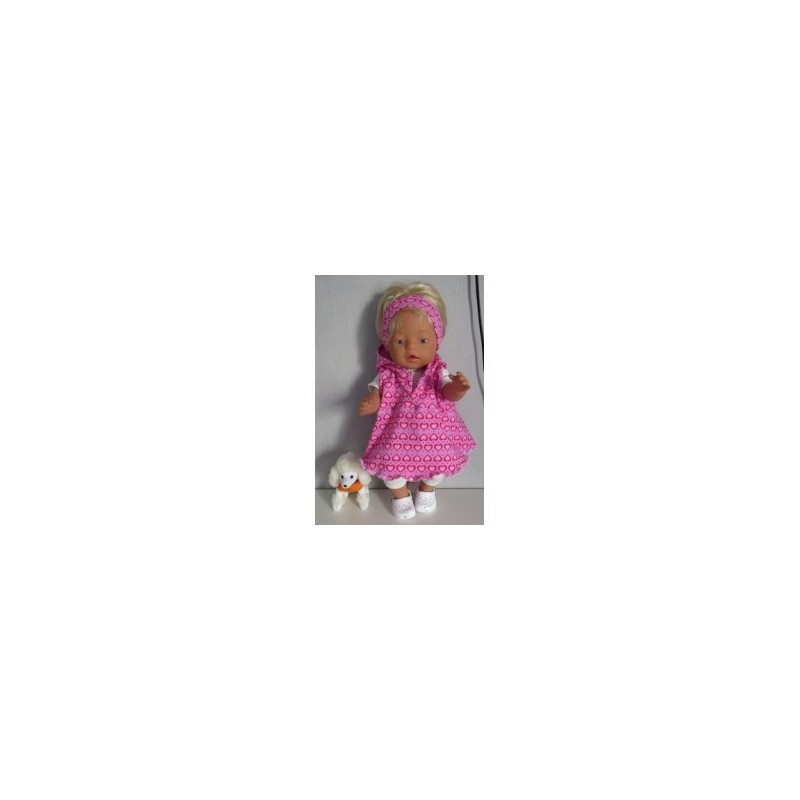 capuchonjurk setje roze hartjes  baby born 43cm