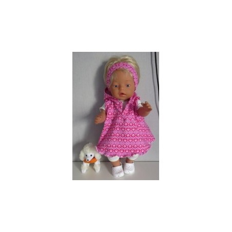 capuchonjurk setje roze hartjes  baby born 43cm