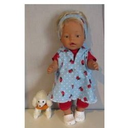 capuchonjurk setje blauw lieveheersbeestjes baby born 43cm