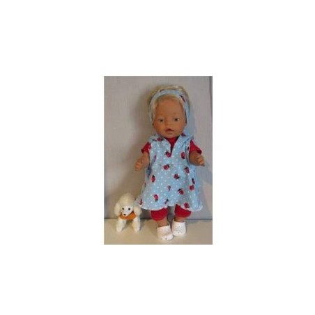 capuchonjurk setje blauw lieveheersbeestjes baby born 43cm