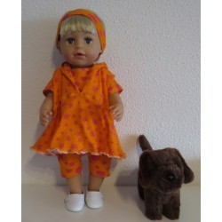 capuchonjurk setje oranje met roze  baby born 43cm