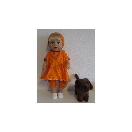capuchonjurk setje oranje met roze  baby born 43cm