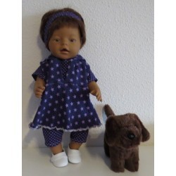 capuchonjurk setje paars sterren  baby born 43cm