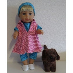 capuchonjurk setje roze met blauw  baby born 43cm