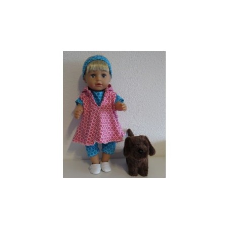 capuchonjurk setje roze met blauw  baby born 43cm
