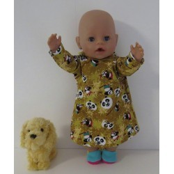 hoodiejurk oker geel panda  baby born 43cm