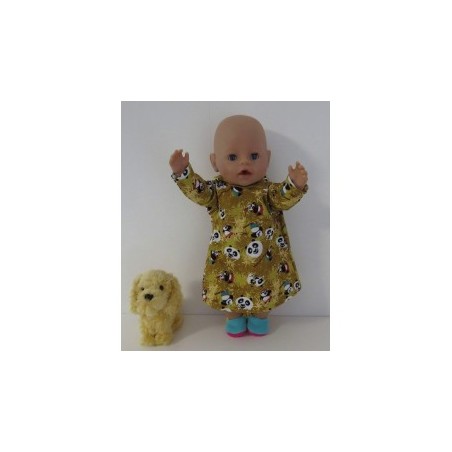 hoodiejurk oker geel panda  baby born 43cm