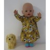 hoodiejurk oker geel panda  baby born 43cm