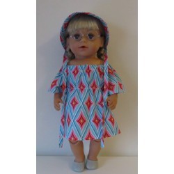 bootjurk blauw met roze baby born 43cm
