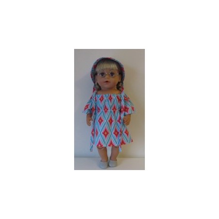 bootjurk blauw met roze baby born 43cm