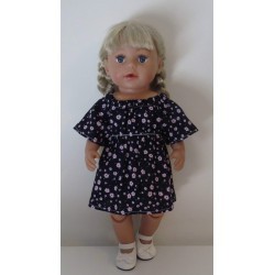 bootjurk donker blauw met bloemen roze baby born 43cm