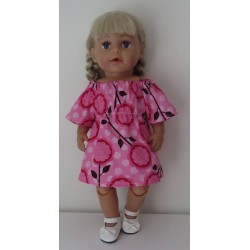 bootjurk roze met bloemen groot baby born 43cm
